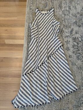Banana Republic Blue and White Striped Halter High-Low Dress